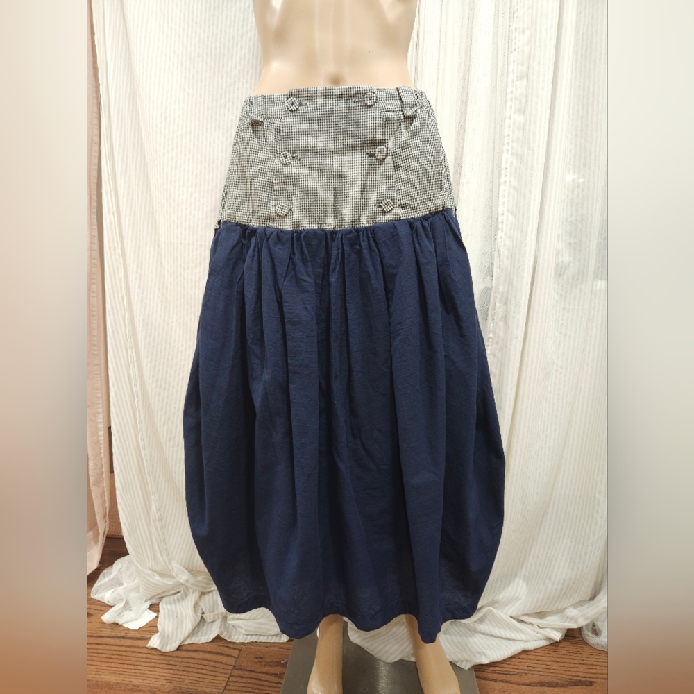 Whiplë 100% Cotton-Linen Patchwork Skirt – Rare Find